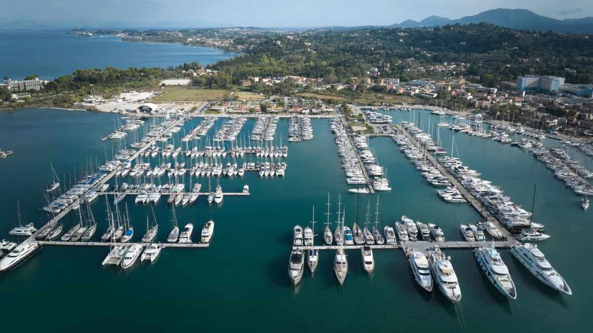 Panoramic view of D-Marin Gouvia Marina in Corfu